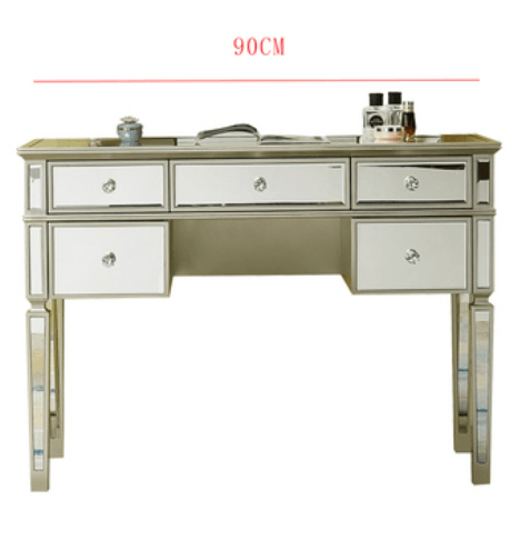 Mirrored Vanity Set, 5 Drawer Dresser Table, Mirror & Stool | STELLA - onehappyhome