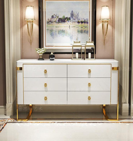 white side table with drawers