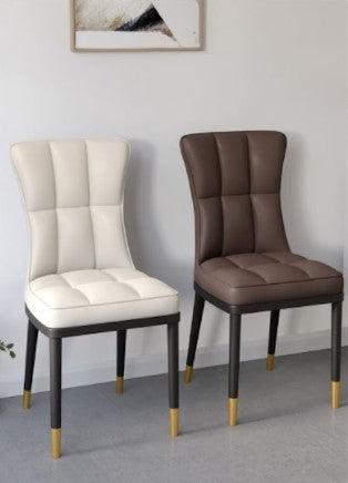 white and brown dining chair