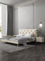 Modern Leather and Solid Wood Bedframe | BELLE - onehappyhome