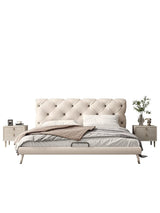 Modern Leather and Solid Wood Bedframe | BELLE - onehappyhome