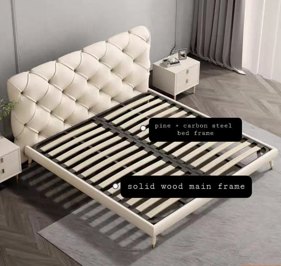 Modern Leather and Solid Wood Bedframe | BELLE - onehappyhome