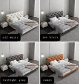 Modern Leather and Solid Wood Bedframe | BELLE - onehappyhome
