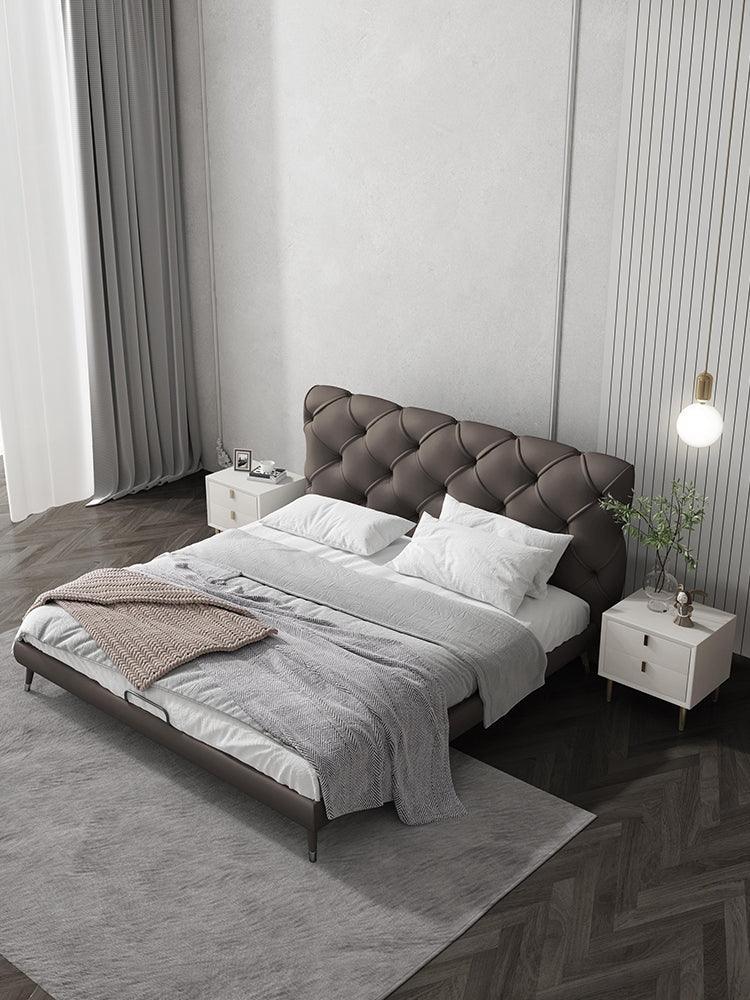 Modern Leather and Solid Wood Bedframe | BELLE - onehappyhome