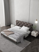 Modern Leather and Solid Wood Bedframe | BELLE - onehappyhome
