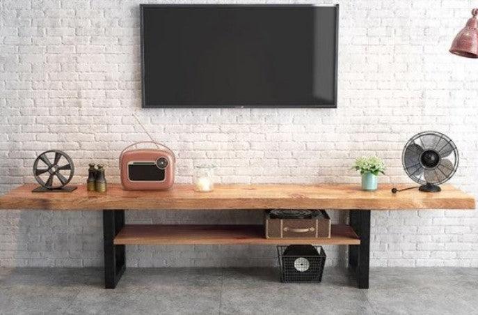 industrial minimalistic wood tv console