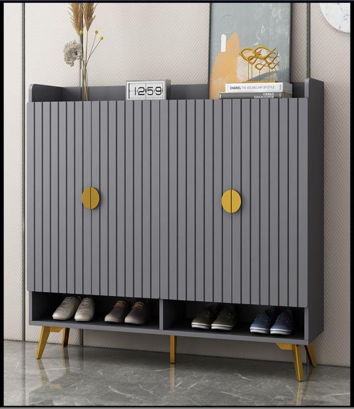 grey wood shoe cabinet