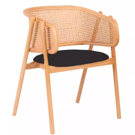 Rattan Dining Arm Chair with Upholstered Seat | RIVA