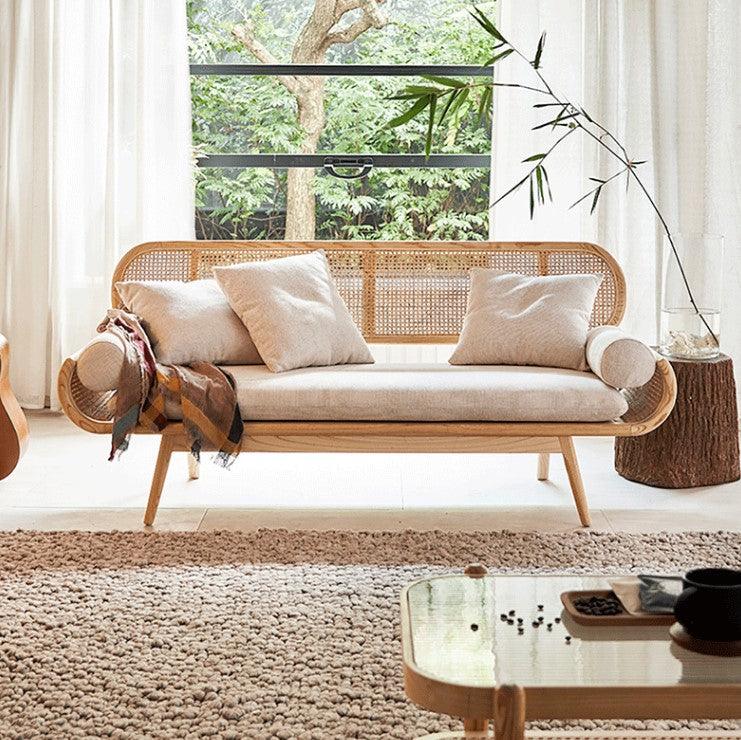 natural rattan sofa bench