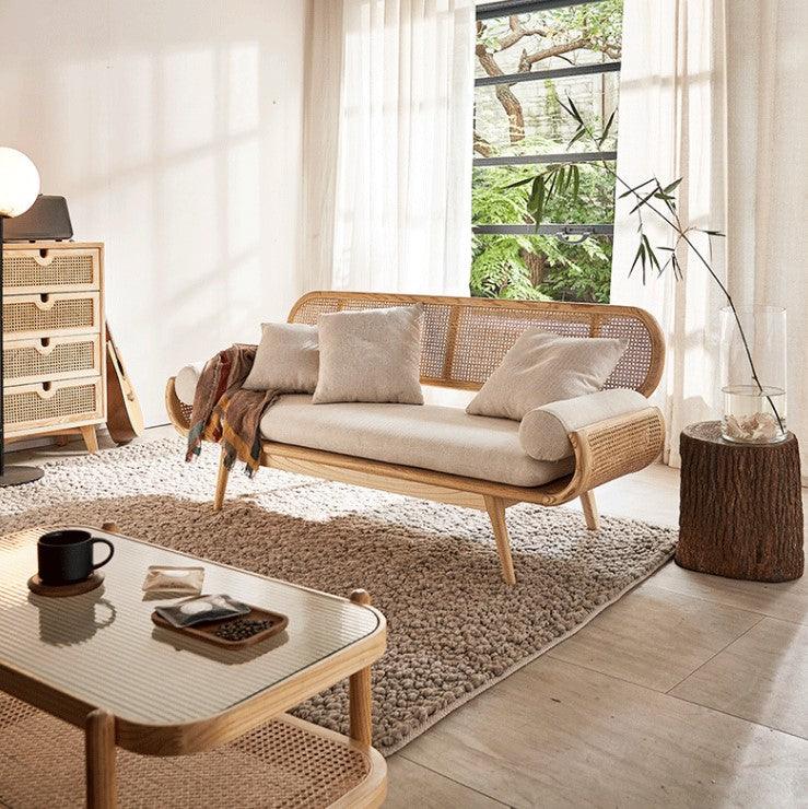 rattan sofa bench