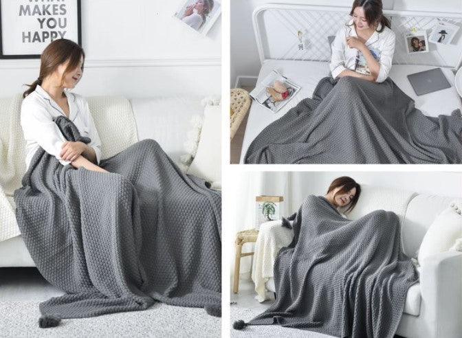 Nordic Knitted Throw Blanket with Fringe | FIONA - onehappyhome