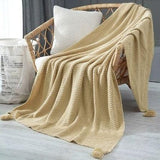 Nordic Knitted Throw Blanket with Fringe | FIONA - onehappyhome