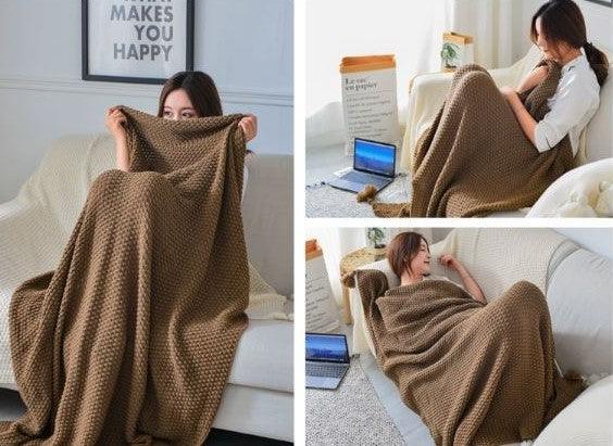 Nordic Knitted Throw Blanket with Fringe | FIONA - onehappyhome