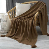 Nordic Knitted Throw Blanket with Fringe | FIONA - onehappyhome