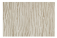 A square area rug with a modern abstract pattern of vertical wavy lines in beige, taupe, and cream tones.