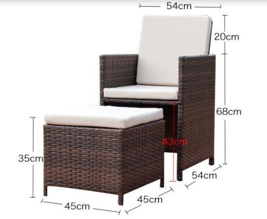 Outdoor Wicker Rattan Chair Set | FAMELA - onehappyhome