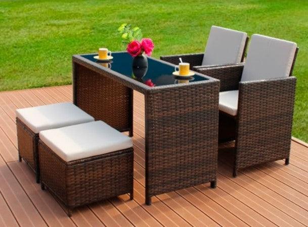 Outdoor Wicker Rattan Chair Set | FAMELA - onehappyhome