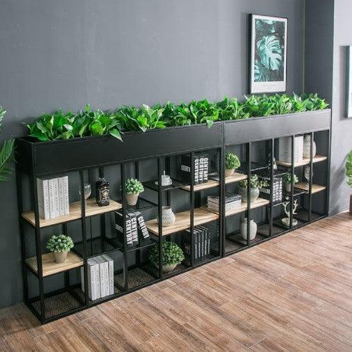 black flower display shelf partition