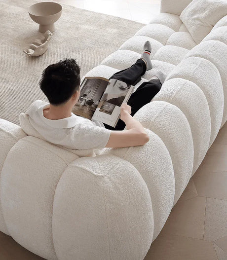 Pumpkin Boucle Sofa | BELLE - onehappyhome