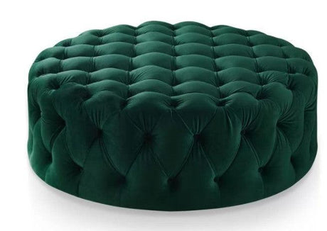 Round Velvet Tufted Ottoman | PEARL - onehappyhome