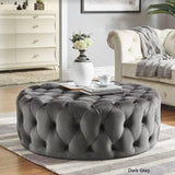Round Velvet Tufted Ottoman | PEARL - onehappyhome