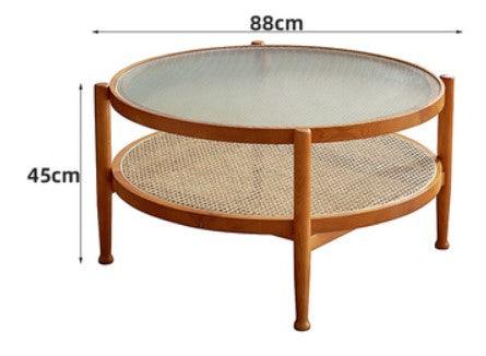 Rustic Rattan Round Coffee Table | TROY - onehappyhome