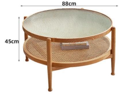 Rustic Rattan Round Coffee Table | TROY - onehappyhome