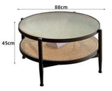 Rustic Rattan Round Coffee Table | TROY - onehappyhome