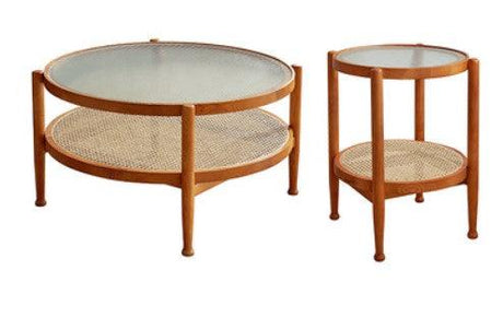 Rustic Rattan Round Coffee Table | TROY - onehappyhome