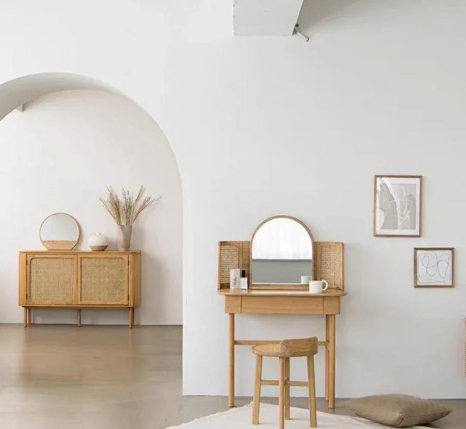 Rustic Solid Wood Vanity Table Dresser | VIVIAN - onehappyhome