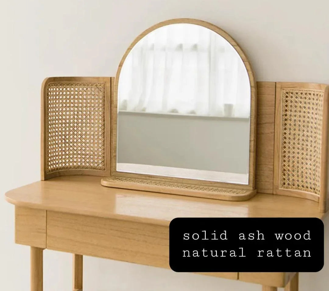 Rustic Solid Wood Vanity Table Dresser | VIVIAN - onehappyhome