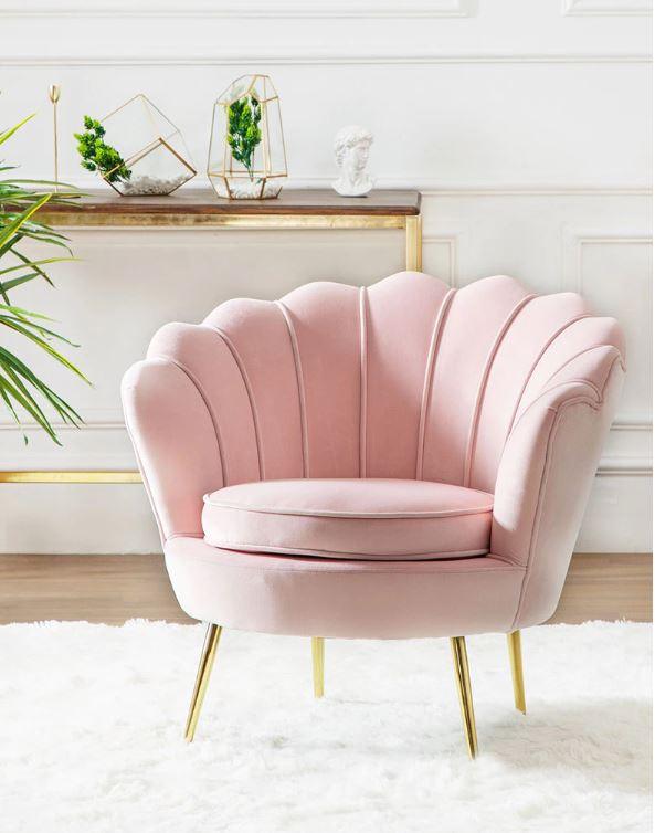 scallop single seat sofa chair in pink