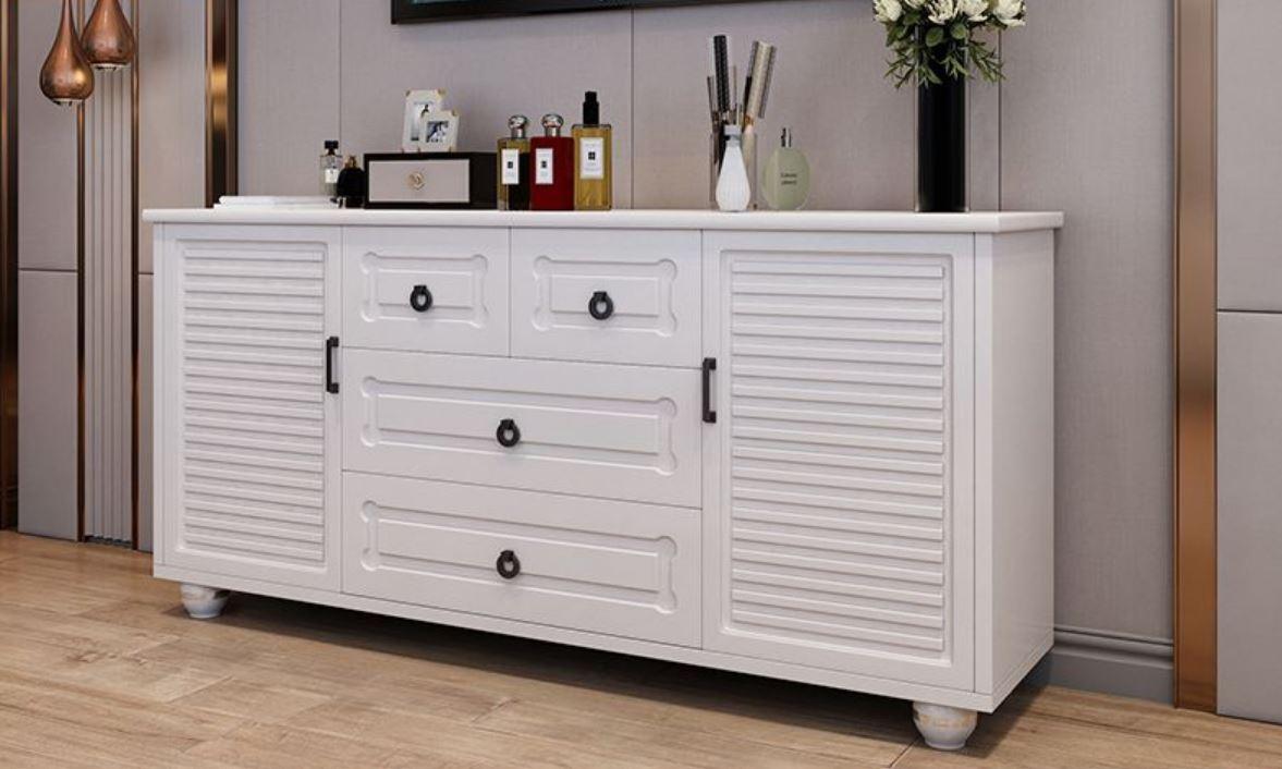 white side cabinet with drawers