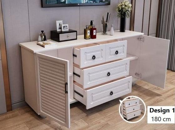 white side cabinet with drawers