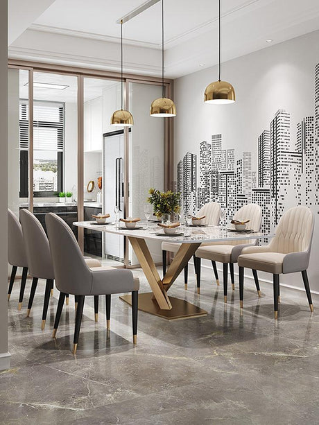 Sintered Stone Dining Table x Steel Legs | LEIGHTON - onehappyhome