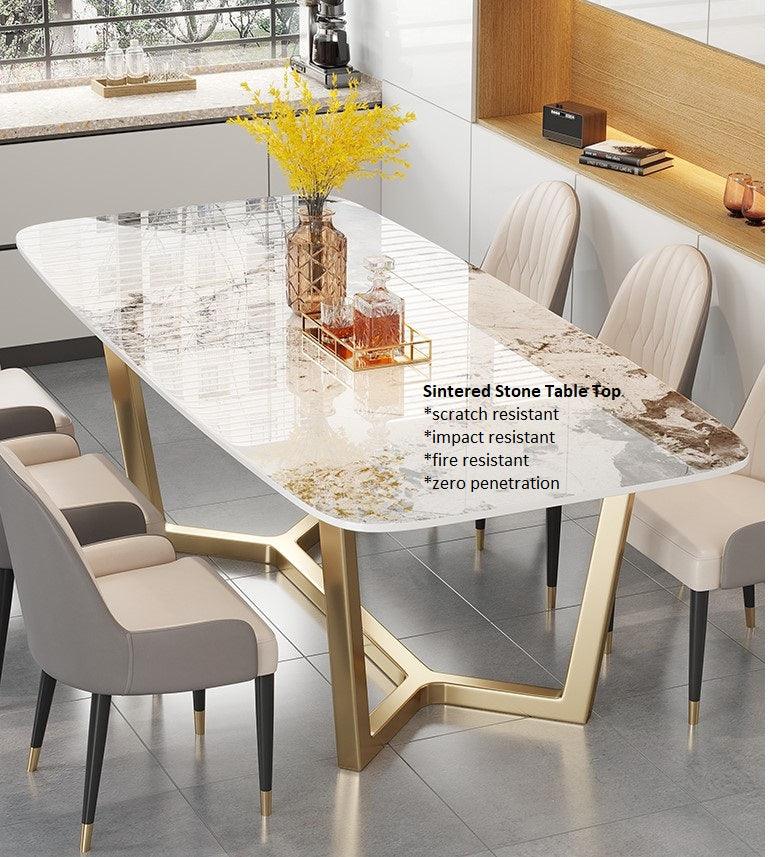 Sintered Stone Dining Table x Steel Legs | MANCHESTER - onehappyhome