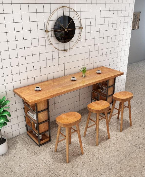 industrial bar table with storage