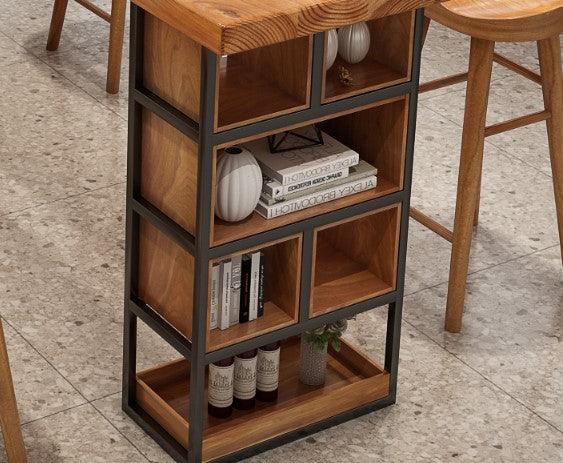 Solid Wood Bar Table with Storage | SALMA - onehappyhome