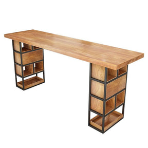 Solid Wood Bar Table with Storage | SALMA - onehappyhome