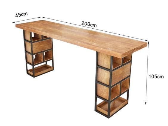 Solid Wood Bar Table with Storage | SALMA - onehappyhome