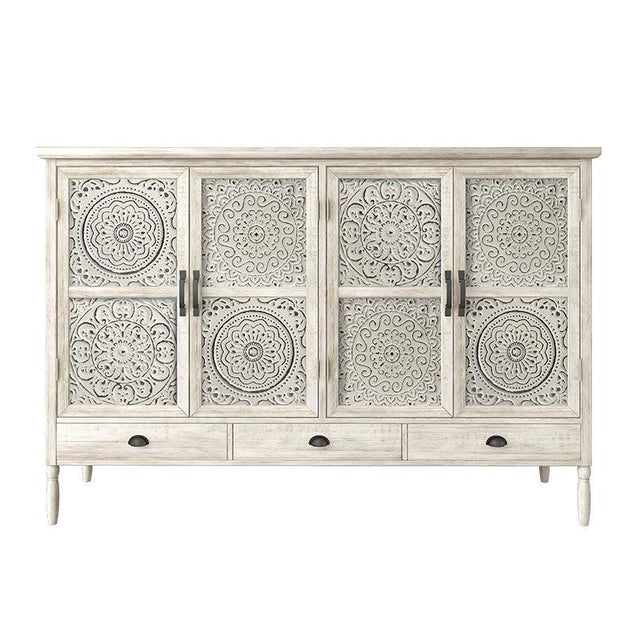 solid wood carved side board cabinet