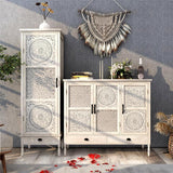 Solid Wood Carved Sideboard Cabinet| HELAENA - onehappyhome