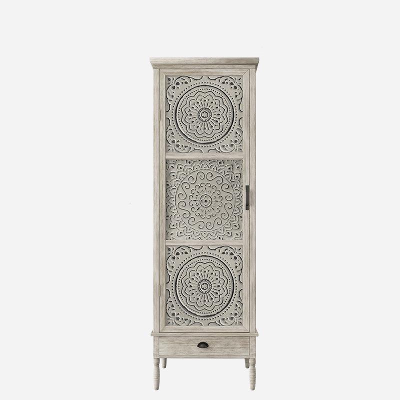 white tall cabinet