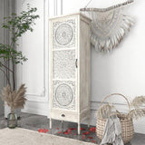 Solid Wood Carved Tall Cabinet | HELAENA - onehappyhome