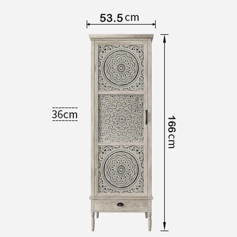 Solid Wood Carved Tall Cabinet | HELAENA - onehappyhome