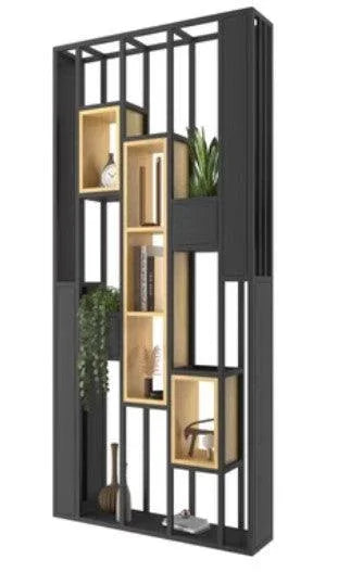 Solid Wood Industrial Shelf / Divider / Metal Planter | SACHI - onehappyhome