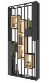 Solid Wood Industrial Shelf / Divider / Metal Planter | SACHI - onehappyhome