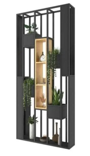 Solid Wood Industrial Shelf / Divider / Metal Planter | SACHI - onehappyhome