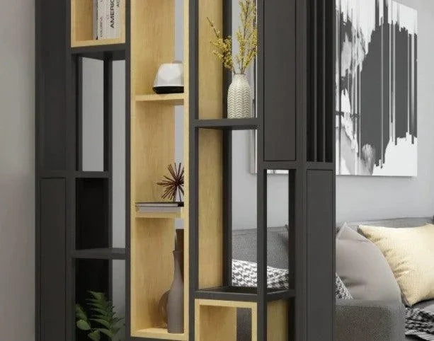 Solid Wood Industrial Shelf / Divider / Metal Planter | SACHI - onehappyhome