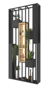 Solid Wood Industrial Shelf / Divider / Metal Planter | SACHI - onehappyhome